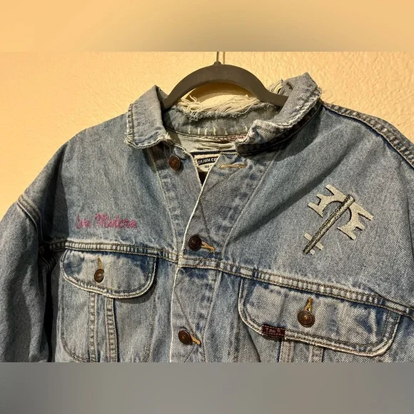 Vintage 90s MELISSA ETHERIDGE Chrome Plated Lee Denim Tour Jean Jacket Size XL - Picture 4 of 7